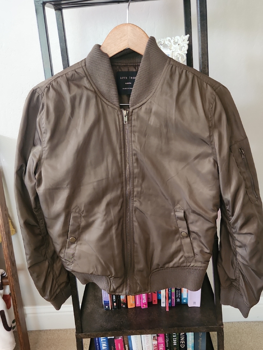 Love Tree Olive Bomber Jacket